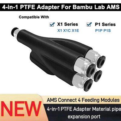 4-in-1 PTFE-Schlauchadapter-Ersatzteil für Bambu Lab AMS X1C X1E P1P P1S Drucker