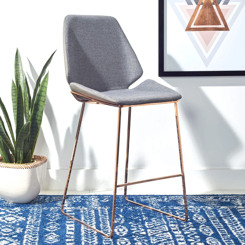 Taburete mostrador de 26 pulgadas gris imitación cuero/dorado Home Collection Masami Foto 2 de 4