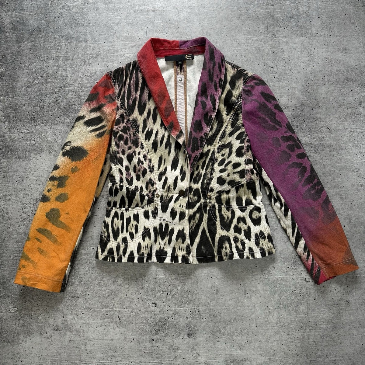 希少 roberto cavalli レオパードジャケット Gジャン Vintage Roberto Cavalli Just Cavalli Leopard Print Jacket Blazer