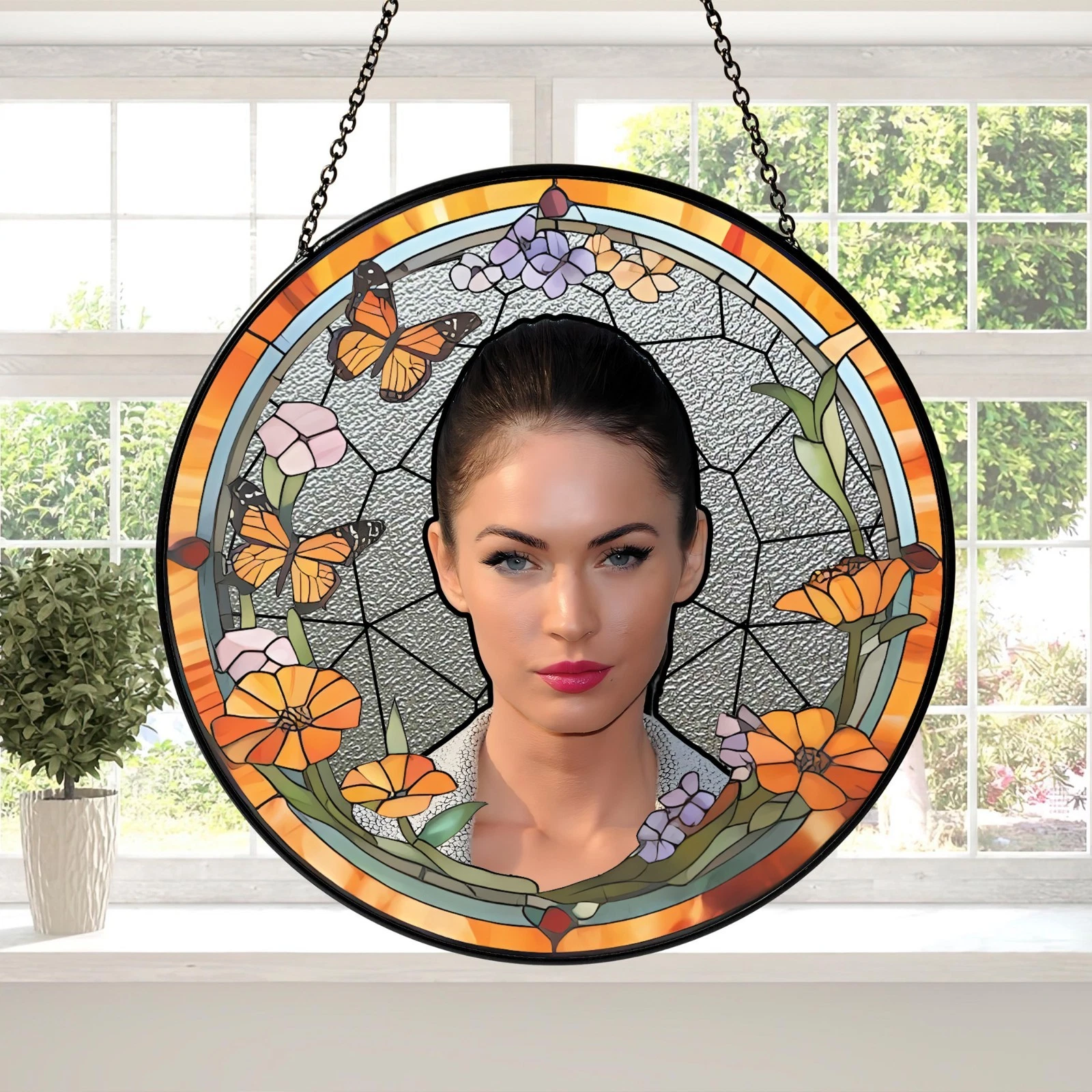 Megan Fox  Stained Glass Suncatcher-Home Window Hanging Ornament
