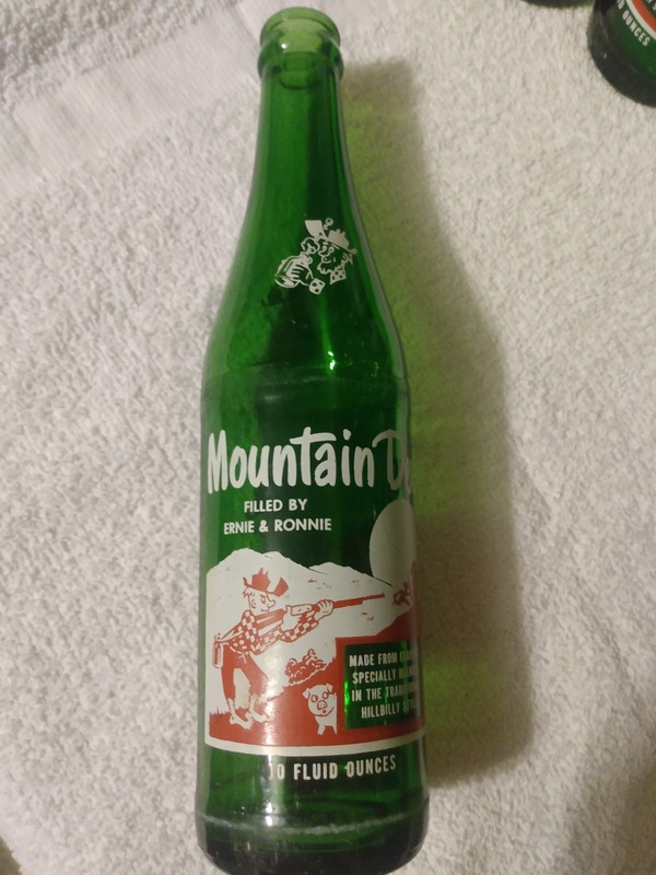 Mountain Dew Hillbilly Names ACL Soda Bottle 10 oz  Filled By Ernie & Ronnie #30