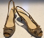 Cocoa KATE SPADE Lace Tulle PEEP-TOE SLINGBACK Patent Leather Bow HEELS~9B~Italy — photo 3