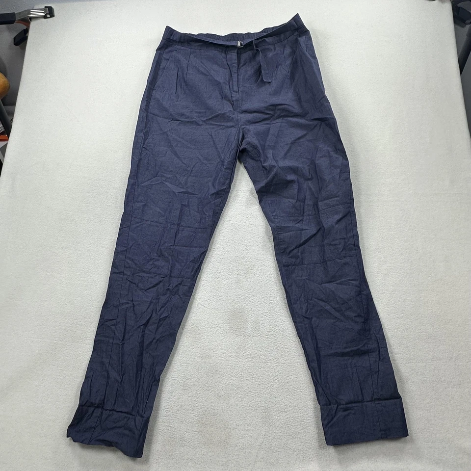 Piazza Sempione 裤子女式 30 蓝色棉丝绸腰带妮可长裤意大利 — 第 2/4 张图片