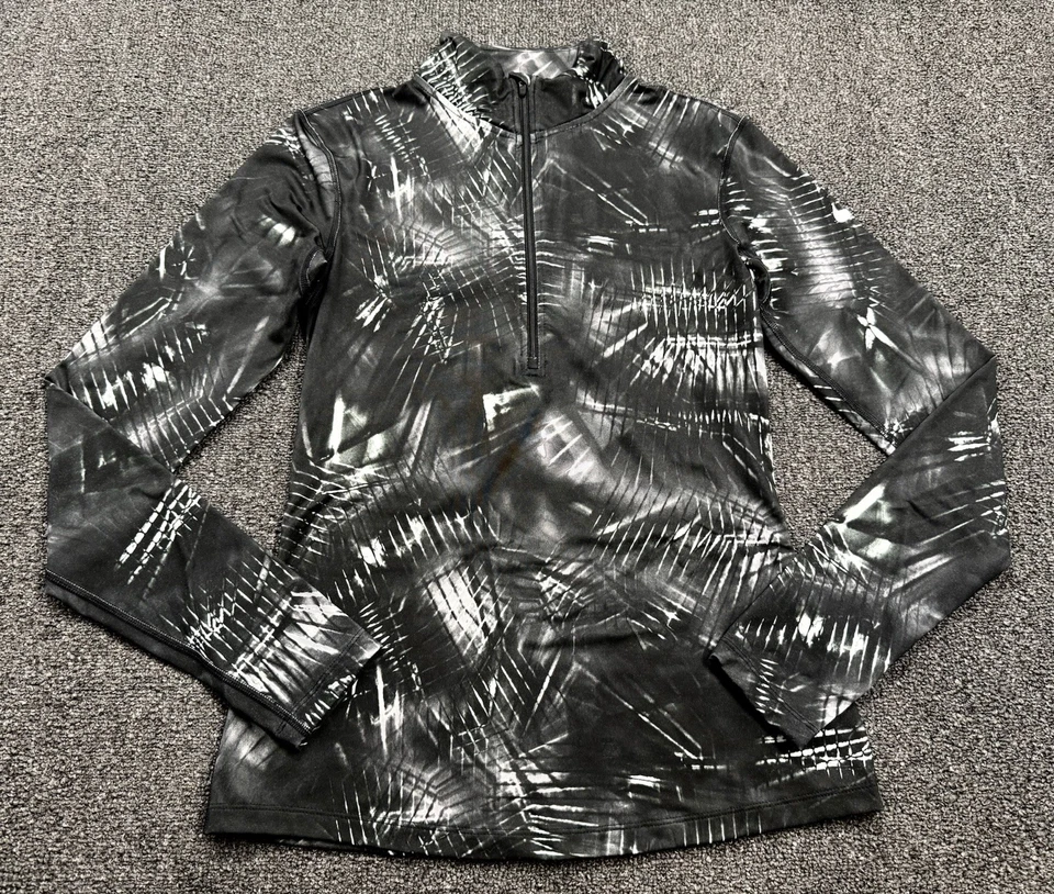 Camisa Nike Damas Pro Cálida Dri-Fit 1/4 Cremallera Manga Larga Negra Blanca Talla Med Foto 2 de 4