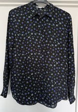 & Other Stories Floral Silk Blouse Shirt Size 16 100% Silk Long Sleeve