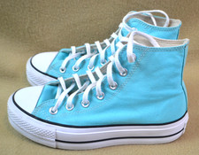 Women's Converse All Star High Tops Lift Cyan Blue Platform Shoes Size 6