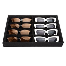 Glasses Organizer Jewelry Tray, 8 Grids Velvet Tray Watch Storage Stackable J...