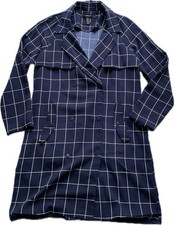 Forever 21 Grid Pattern Flowy Trench Jacket Size Medium Navy & White