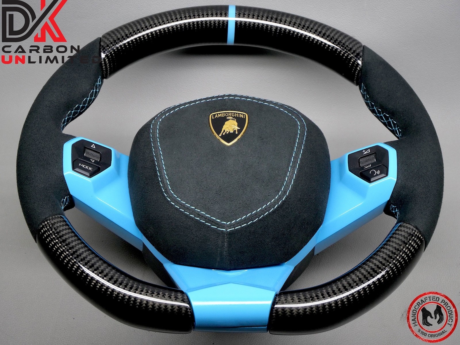 Lamborghini Aventador SVJ 63 LP700 Miami Blue Alcantara Carbon Steering Wheel v4