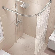 L Shaped Shower Curtain Rail,Wall Mounted Curved Shower Rail For Bathroom Corner