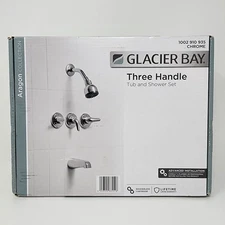Glacier Bay Aragon 3 Handle 1-Spray Tub & Shower Faucet + Valve in Chrome Finish