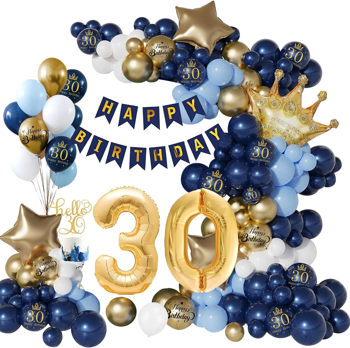 Arco con ghirlanda di palloncini blu e bianchi, decorazioni per compleanni e baby shower - Italia