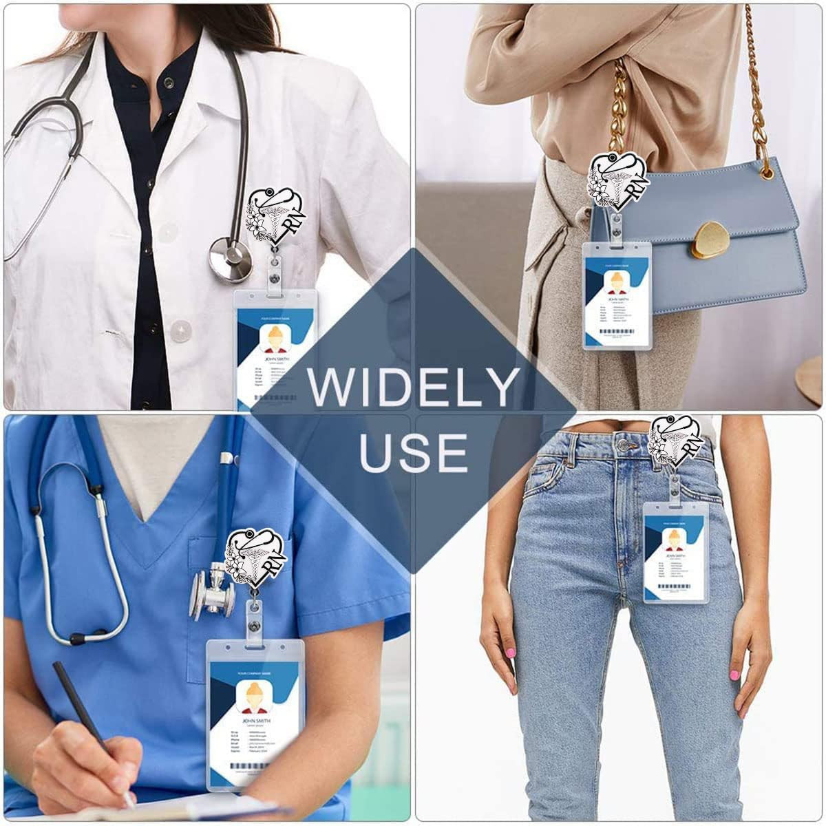 как выглядит Cute RN Badge Reel Retractable for Registered Nurse Medical Worker Registere фото