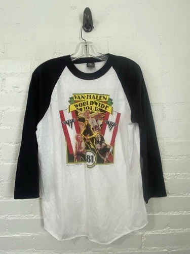 Van Halen World Tour Concert 3/4 Raglan Tee Shi 1980s vintage concert t-shirt, vintage, single stitch, B+ condition
