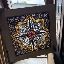 Sg 5115 Antique Painted and Fired Window 20.5in.²