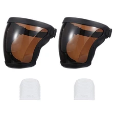 Black Full Safety Face Shields with 2Pcs Dark Brown Lens & 20Pcs Filter Gaskets