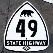 California CSAA bear route 49 highway road sign auto club AAA gold rush