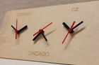 Triple Wall Clock Wooden New York Dublin Sydney Chicago or whatever You Want