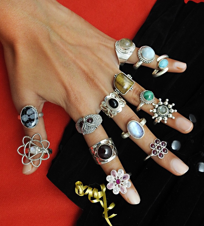 Hippie Rock Rings Buy 925 Sterling Silver Assorted Gemstones Chunky Hippie Rings Lot ...