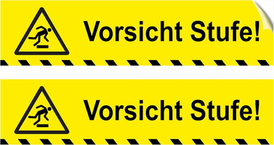Stufe Beware of the Step Kit 2 Hochbeständige PVC-Aufkleber Innen/Außen 25x6 cm