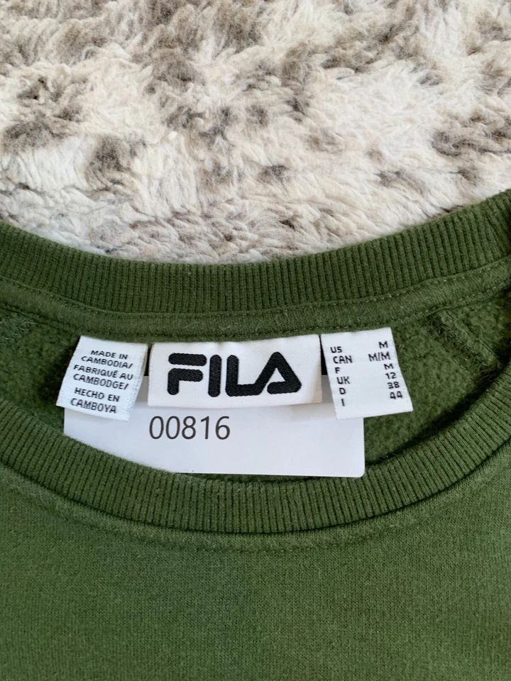 Suéter feminino Fila verde médio gola redonda pulôver de lã ao ar livre - Imagem 2 de 4