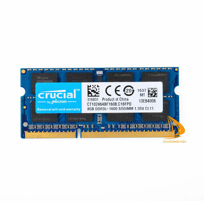 RAM Crucial 16GB 8GB 4GB 2Rx8 PC3L-12800S DDR3-1600MHz SODIMM Laptop-Speicher *