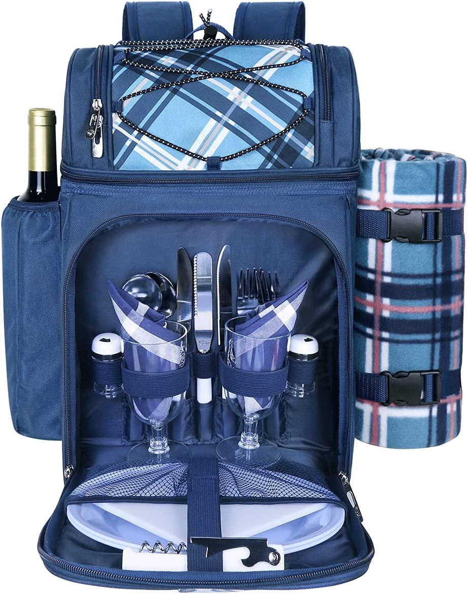 Hap Tim Picnic Basket Backpack for 2 Person with Insulated Cooler Compartment,Wi