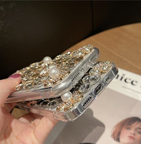 For Google Samsung iphone Wome Girl Bling Glitter Rhinestone Back TPU Phone Case - 第 7/15 張圖片