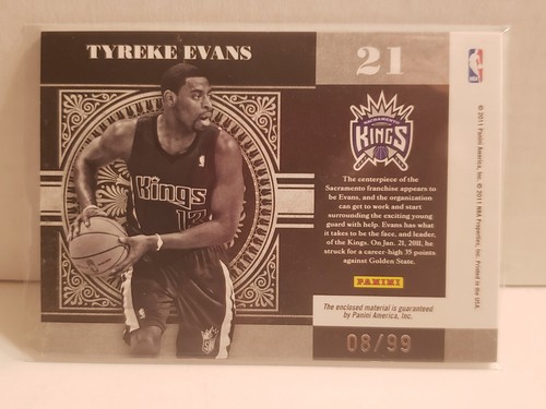 2010-11 Playoff National Treasures Colossal Materials #21 Tyreke Evans 8/99 - Picture 3 of 3