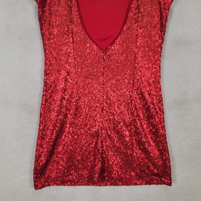 tobi red sequin dress Tobi Womens Dress Size S Red Sequins Scoop Neck Back Clubwear Sexy Micro Mini