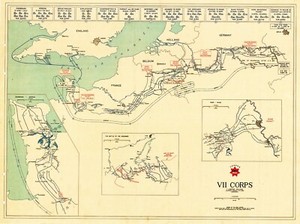 VII Corps US Army Military War Map D-Day - VE Day Battle of the Bulge Print WWII