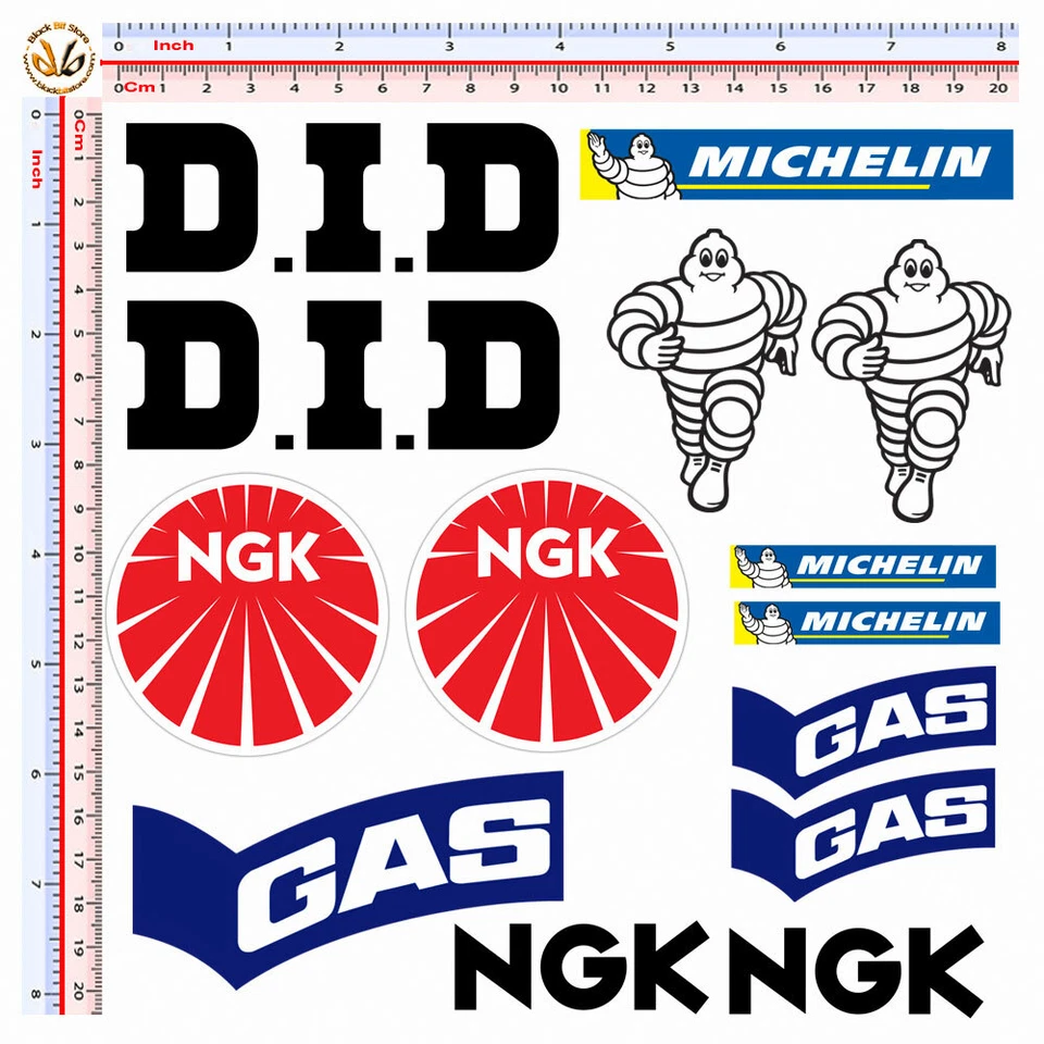 BLACK BIT Adesivi sponsor DID NGK michelin gas sticker replica print pvc 14 pz.