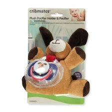 Cribmates Plush Puppy Pacifier Holder W/Pacifier, 0-18 Months, Brand New