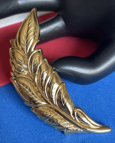 Brooch Pin Signed Monet GoldTone Leaves Feather 3” B19 - Bild 1 von 10