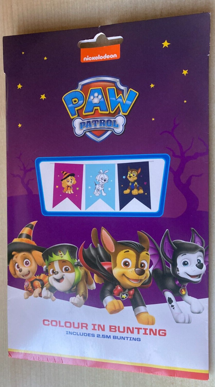 BNIP New Paw Patrol Colour In Bunting - 17 Flags - 7 To Colour - Halloween Theme