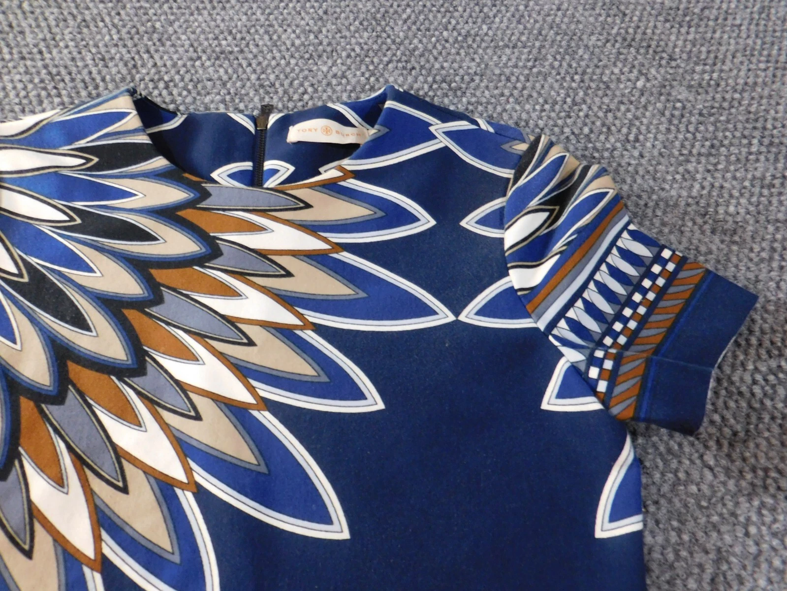 tory burch abito xs extra small blu floreale donna cerniera geometrica