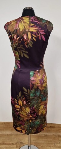 Long Tall Sally floral dress size 10 purple yellow stretch bodycon cap sleeve - Picture 4 of 10