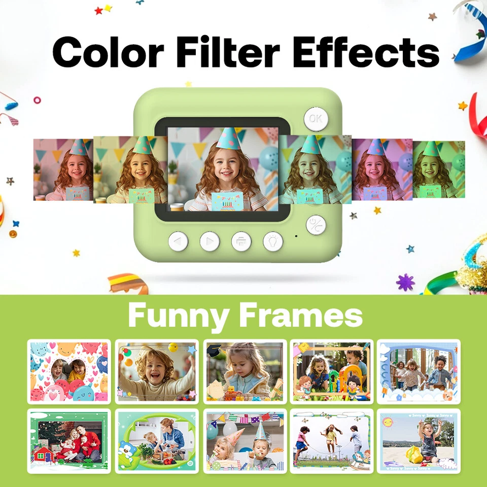 9IMOD Kids Instant Print Camera Toy 2.4" IPS Screen 1080P HD Kids Digital Camera - Image 2 of 4