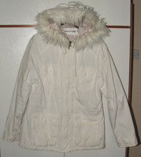 Miss Posh - Ivory Cotton Parka / Hooded Coat / Jacket - Women's Size Uk 14 Large