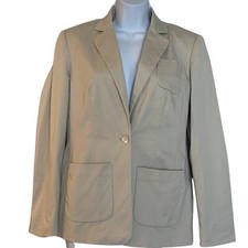 Bloomingdales Blazer Womens 4 Small Khaki Cotton Lined Pockets Business Wear B