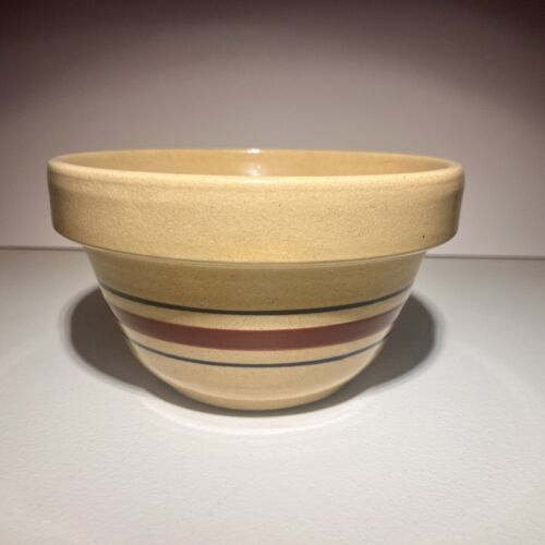 Vintage UVP Roseville Pottery Co Mischschüssel blau & rot Streifen 9"" Ohio USA MCM