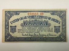 1904 United Cigar Stores Company of America 1/2 Certificate (SN: 658555 BR) #5