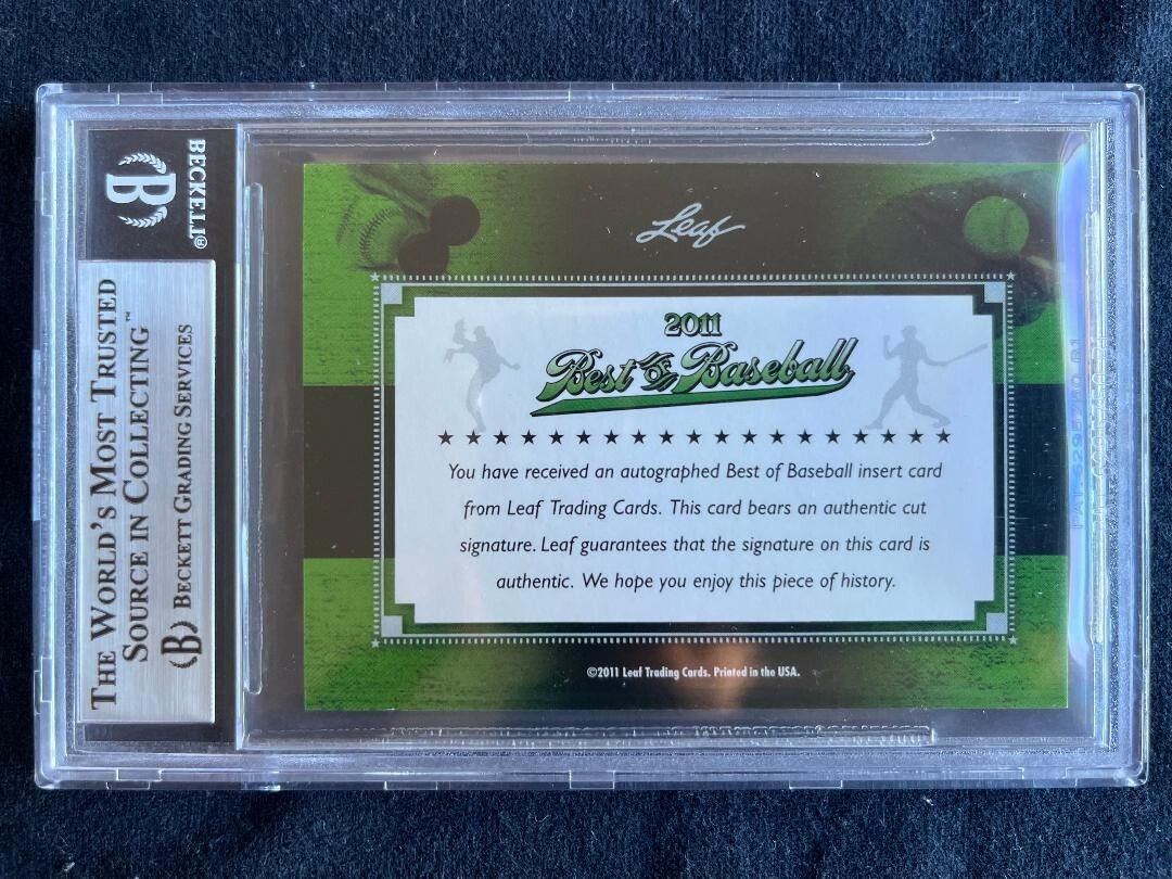 Hank Aaron cut signature autograph leaf