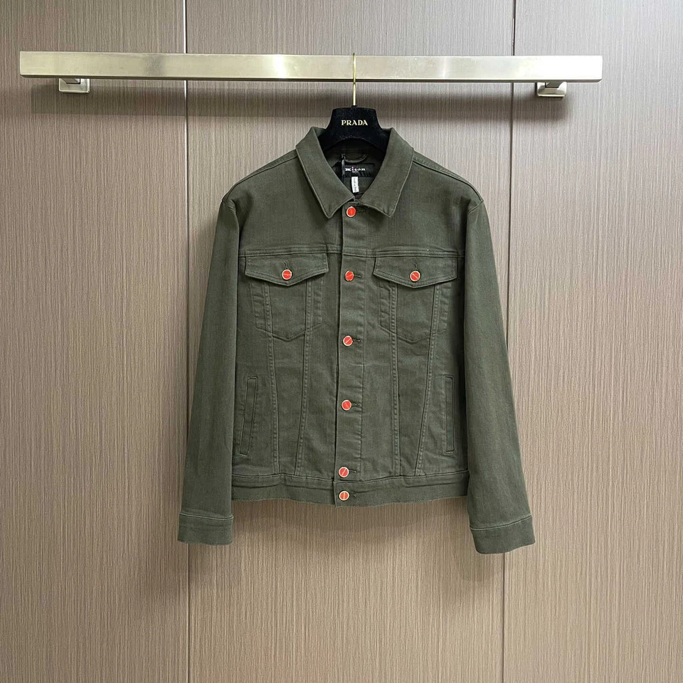 Kiton Hombre Doble Bolsillo Bordado Solapa Denim Chaqueta Foto 4 de 4