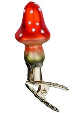 Inge-Glas Clip-on Pointed Mini Mushroom 10003S024 German Glass Orn w/Gift Box