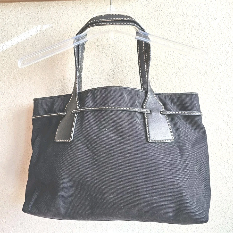 TODS Drawstring Canvas Tote Shoulder Bag Black - Image 2 of 4