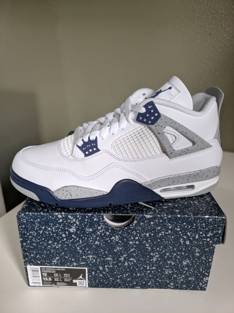 SIZE 12] nike air jordan 4 retro midnight navy white cement