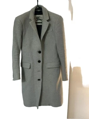 Women's Designer Burberry fitted Virgin wool single breasted winter coat
