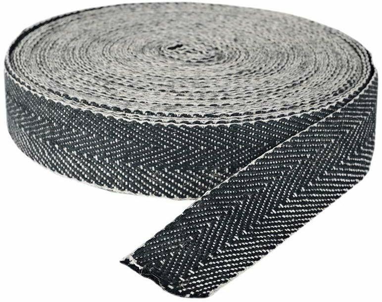 English Black & White Upholstery Chair Webbing 33mt Reel Roll STRONG Herringbone