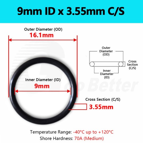 3.55mm Cross Section NBR 70 O-Ring Nitrile Rubber 7-360mm ID Oil Resistant Seals - Picture 20 of 138